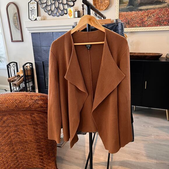 Eileen Fisher Cardigan Womens Size Medium Camel Brown Cotton Blend Sweater - Picture 14 of 14